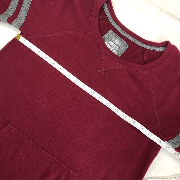 SO perfect sweatshirt pullover color block varsity stripe burgundy maroon top M - Picture 2 of 9